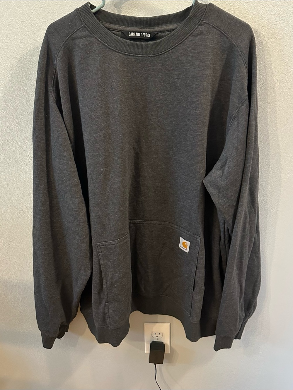 Carhartt Charcoal Crewneck Sweatshirt with Pocket Patch